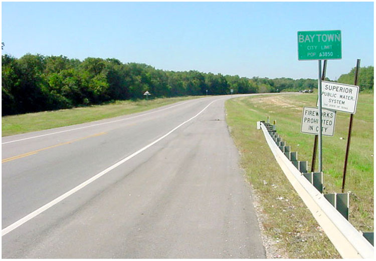 Hwy 99/Fisher Road coming over the Cedar Bayou bridge into Baytown, Texas