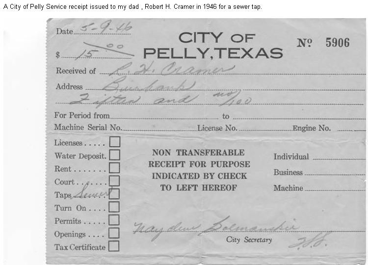 Baytown, Texas photos by Baytown Bert - Pelly Receipt 1946