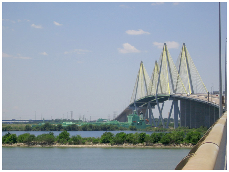 Fred Hartman Bridge heading North into Baytown Texas