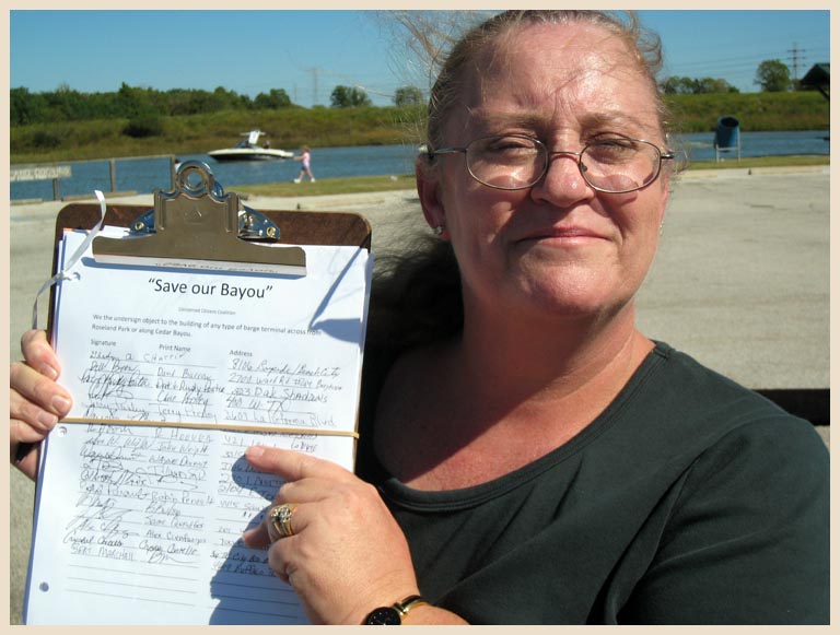 Locals sign a petition in support of the Save Our Bayou rally at Roseland Park - Baytown, Texas 10-20-2007