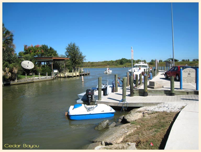 Cedar Bayou in Baytown Texas is the site of a planned barge/container loading/unloading facility 